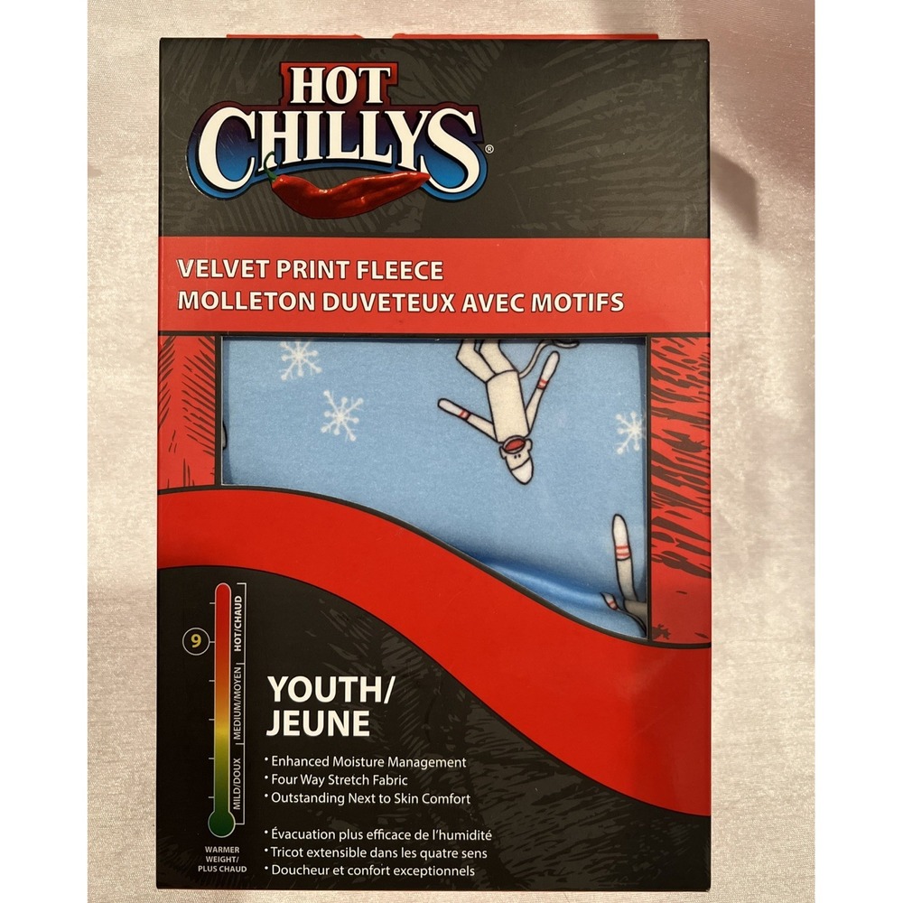 Hot Chilly's Youth Velvet Fleece Base Layer Shirt Top XL / 12 - Blue Sock Monkey